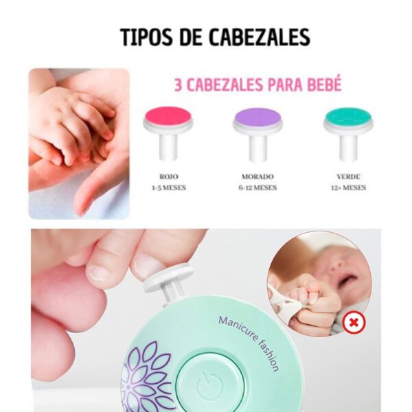 CORTA UÑAS PULIDOR MANOS Y PIES. 6 LIMAS ELECTRICO PARA BEBE