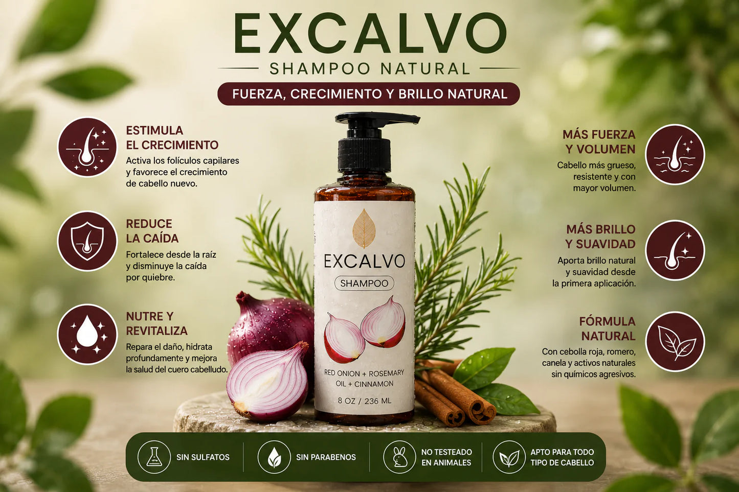 SHAMPOO EXCALVO FORTALECIMIENTO Y REVITALIZACION CAPILAR